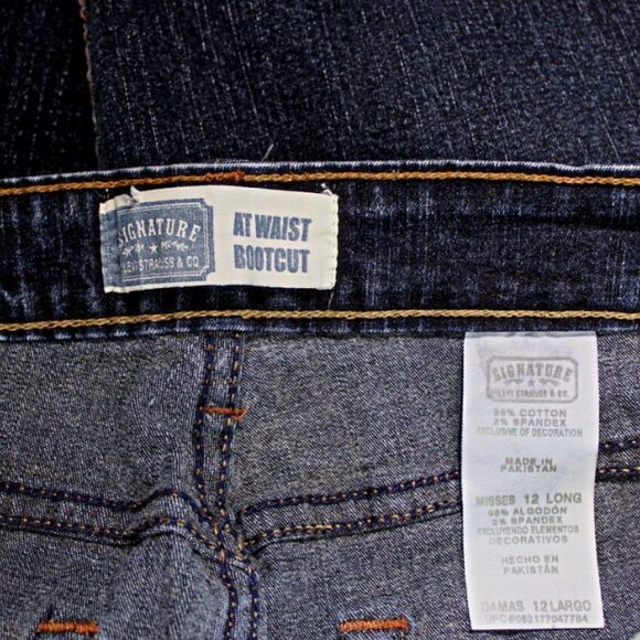 Levi’s Signature Jeans High Rise Boot Cut At Waist Blue Dark Wash 12 Long - Picture 5 of 6